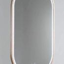 Modern LED oval mirror with built-in lighting for home and salon use.