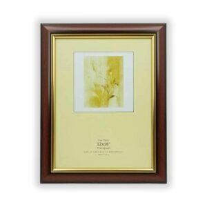 Decorhills Rectangular Glass Photo Frame with Wood Frame, Wall Mount Display, Mahogany Color