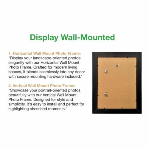 Decorhills Rectangular Glass Photo Frame with Wood Frame, Wall Mount Display, Mahogany Color