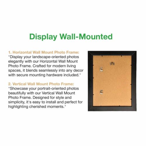 Wall Mount Glass Wood Material Photo Frame for 12x16, 16x20, or 20x24 inch picture.