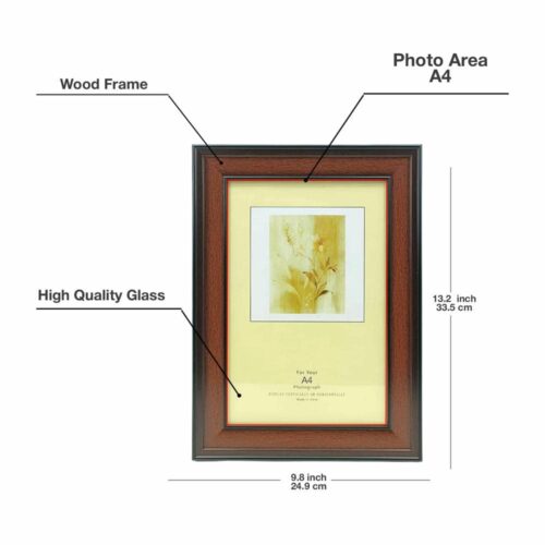 Document & Photo Frame for Wall Mount & Tabletop Display, available in A4, 8x12, 12x16, and 16x20 inch sizes.