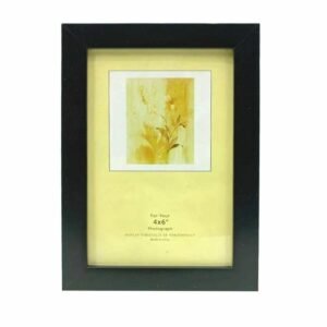 Decorhills Rectangular Glass Photo Frame with Wood Frame, Wall Mount & Tabletop Display, Black, available in 4x6, 5x7, 6x8, 8x10, and 8x12 inch sizes.