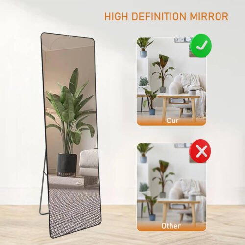 Decorhills Full-Length Dressing Floor Mirror with Bracket Stand and Wall Mount Options, Aluminum Alloy Frame, 30x140cm and 40x160cm, White, Black, Gold