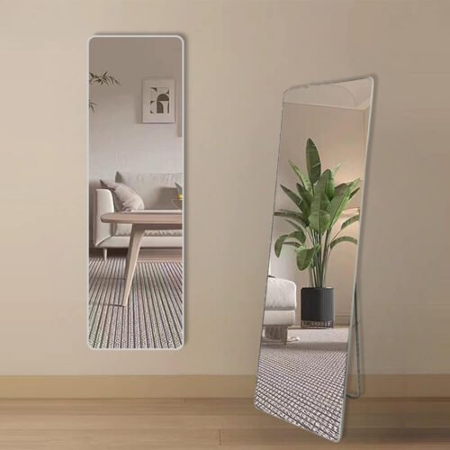 Decorhills Full-Length Dressing Floor Mirror with Bracket Stand and Wall Mount Options, Aluminum Alloy Frame, 30x140cm and 40x160cm, White, Black, Gold