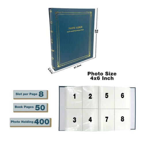 Decorhills Photo Album Scrapbook with Slip-in Cover, Green Blue and Brown, Holds 400 Photos, 4x6 Inch