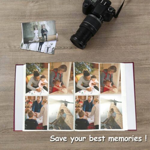 Decorhills Photo Album Scrapbook with Slip-in Cover, Maroon and Blue, Holds 400 Photos, 4x6 Inch