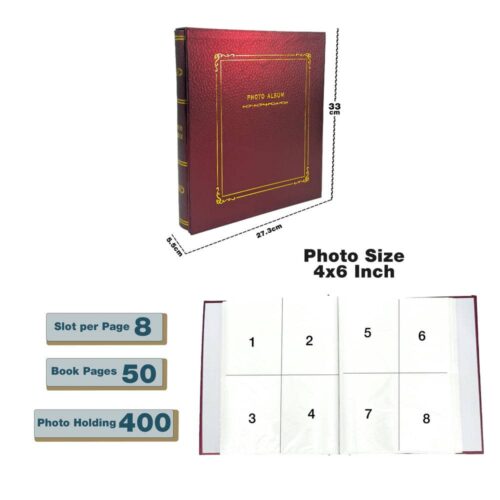 Decorhills Photo Album Scrapbook with Slip-in Cover, Maroon and Blue, Holds 400 Photos, 4x6 Inch