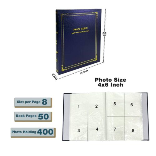 Decorhills Photo Album Scrapbook with Slip-in Cover, Maroon and Blue, Holds 400 Photos, 4x6 Inch