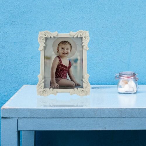 Decorhills Plastic Single Photo Frame showcasing a 6x8 inch photo in black, white, green, pink, or blue, suitable for tabletop or wall display.