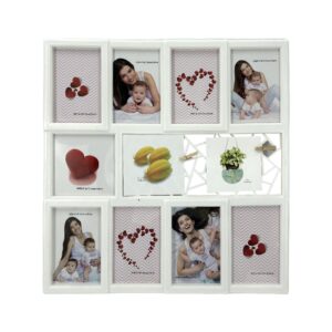 Decorhills Plastic Multi Pictures Collage Photo Frame with Wall Mount Display, White