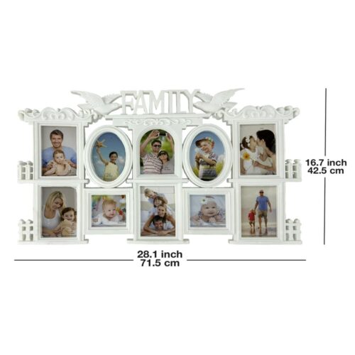 Decorhills Plastic Family Design Multi Pictures Collage Photo Frame with Wall Mount Display, White