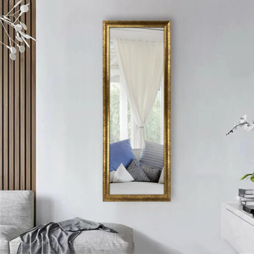 Decorhills Vertical Wall Mount Mirror with PVC Frame - Brown Gold