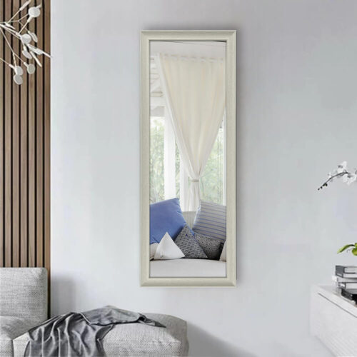 Decorhills Vertical Wall Mount Mirror with PVC Frame - White Wood