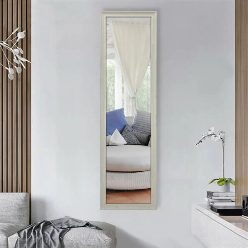 Decorhills Vertical Wall Mount Mirror with PVC Frame - White Wood