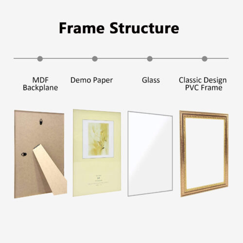 Gold A4 Classic Design Certificate Frame in 25.5x34.2 cm size, suitable for wall and tabletop display, featuring a certificate.