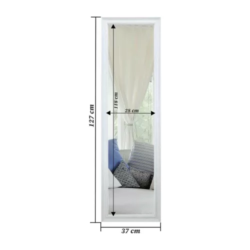 Decorhills Full Length Mirror with polished white PVC frame, 30 x 120 cm, wall-mounted.