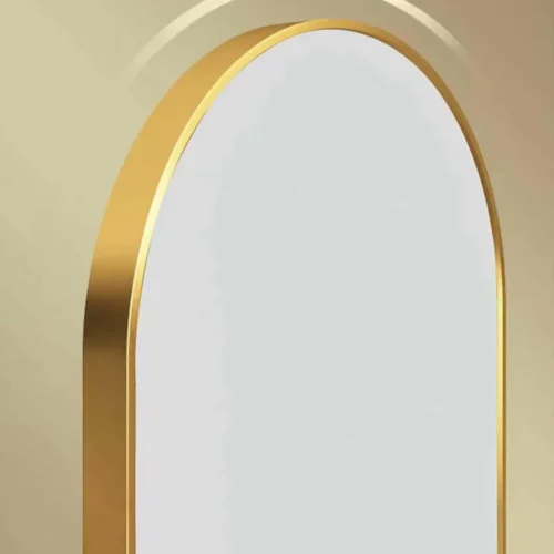 Full-length gold arched mirror, standing or wall-mounted display, 65x180cm