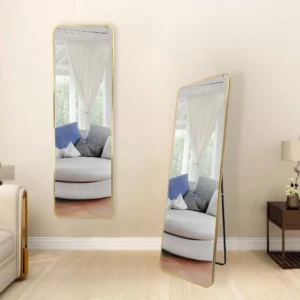 Full Length Mirror with Gold Frame and Rounded Corners, Wall & Standing Display, 50x180cm