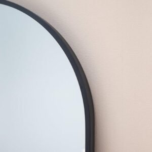 Black arch full-length mirror with aluminum alloy frame, ideal for bedroom and living room decor