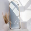 Elegant 90x180cm Matt Gold Full-Length Mirror: Modern Round Aluminium Wall-Mounted & Standing Design for Any Room