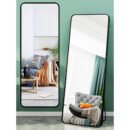 Full-length rectangular mirror with aluminum alloy frame, available in black, rose gold, and gold finishes. Perfect for any room.
