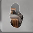 Wavy full length mirror with LED touch light, wall-mounted in 80x160 and 85x180 sizes.